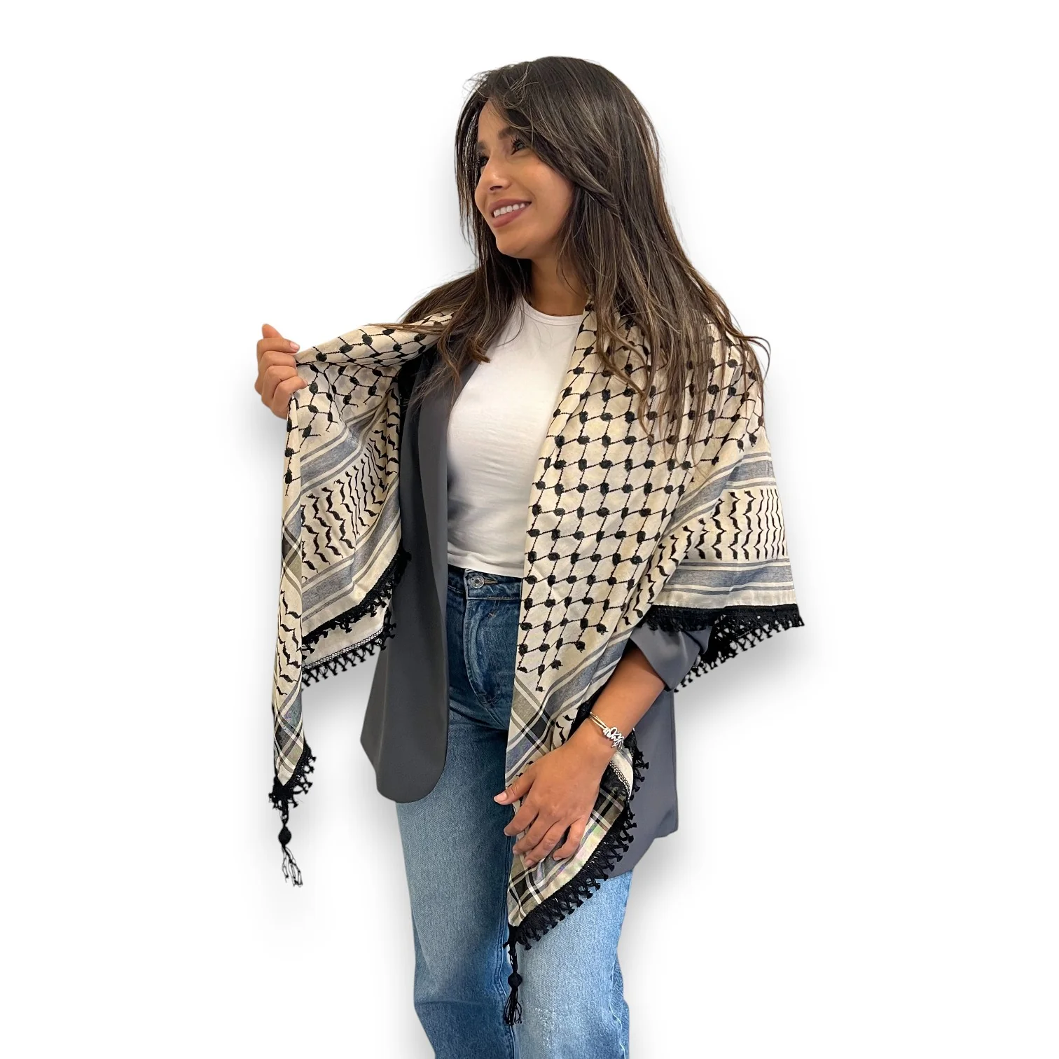 Echoes Kufiya (Keffiyeh) | Earthy Beige - Image 3
