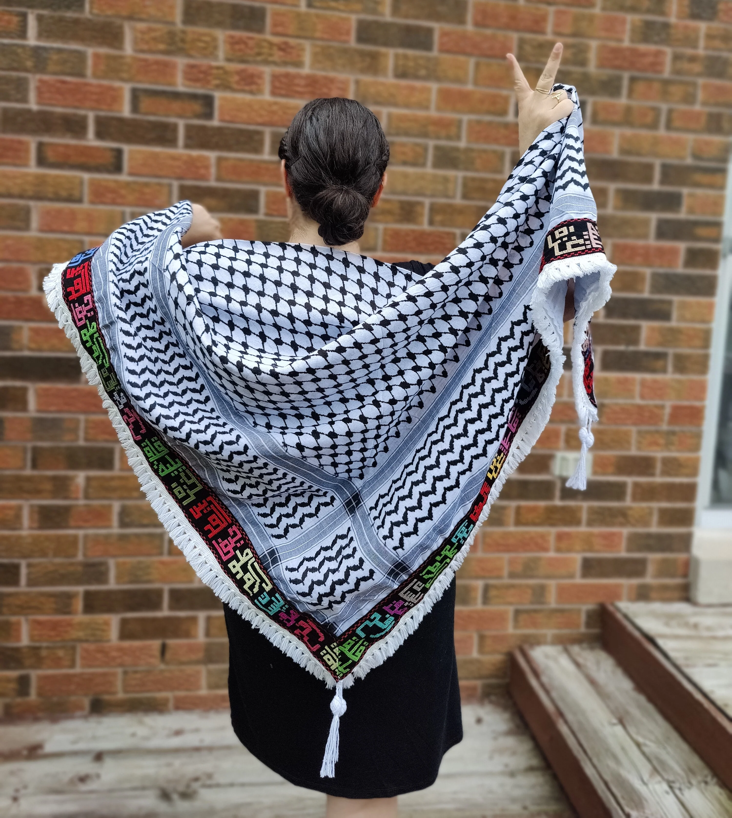 Mudun Tatreez Shawl (Keffiyeh) | Handmade Tassels - Image 3