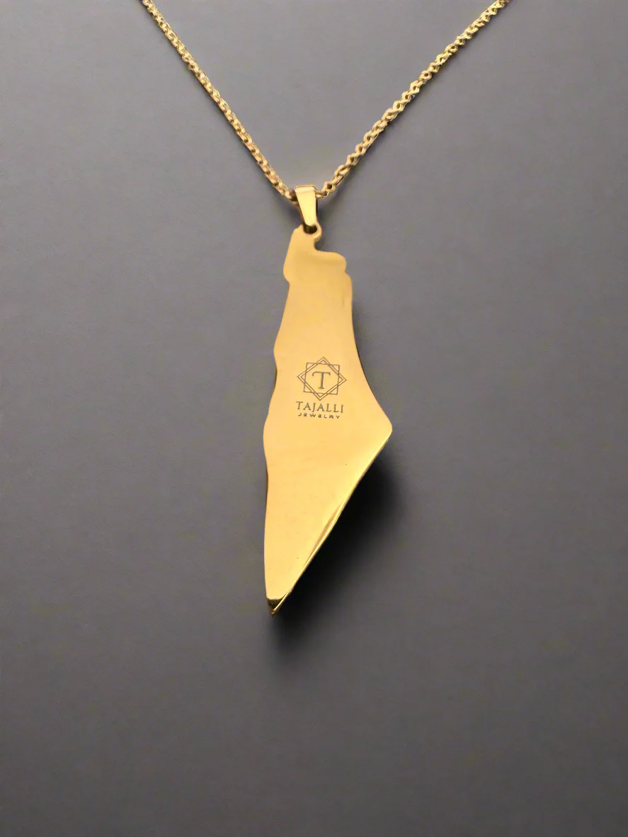 Palestine Map Necklace | Landmark Enamel Design – Stainless Steel & 18k Gold Plated - Palestine Jewelry - Image 4