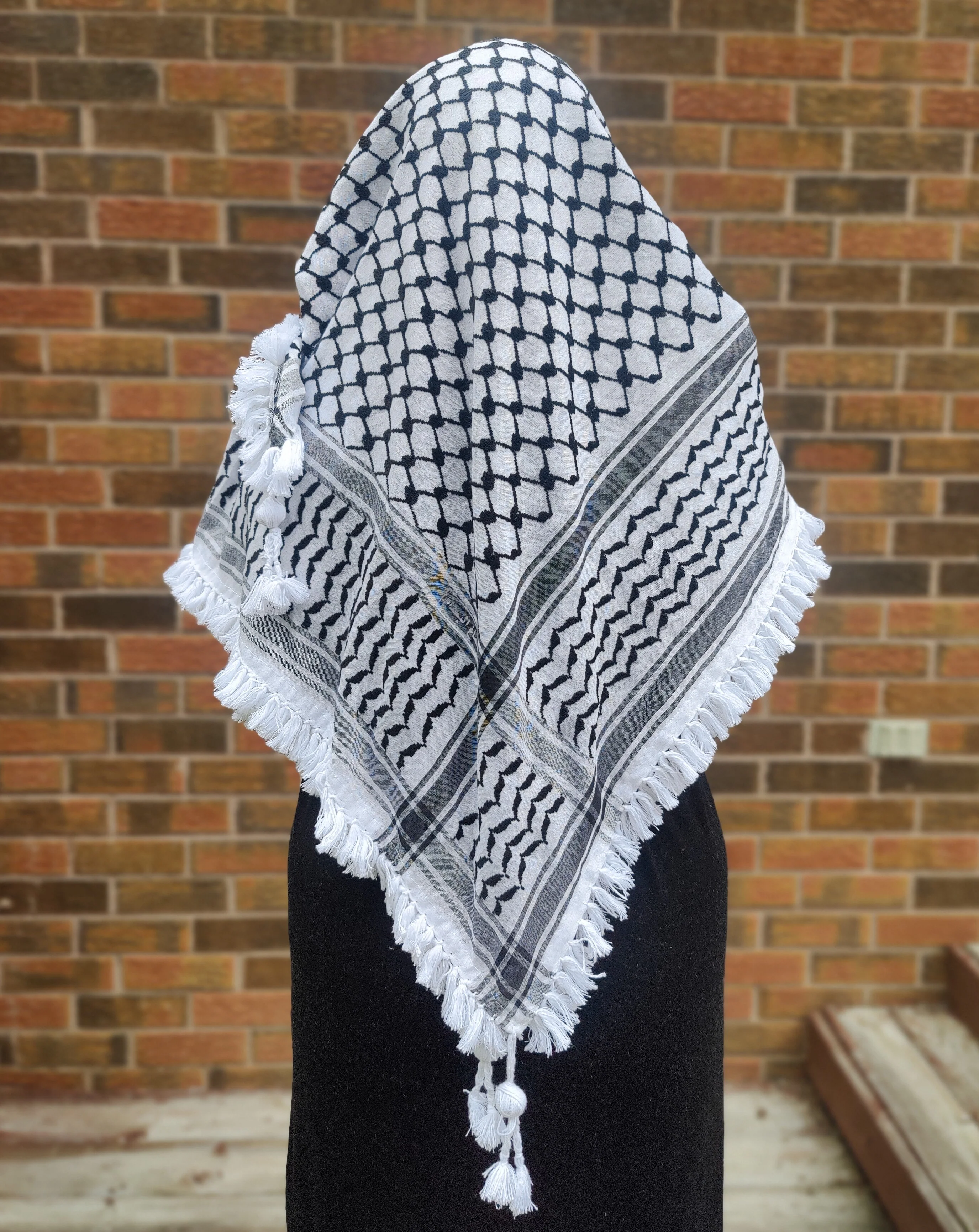 Royal Kufiya (Keffiyeh) | White Handmade Tassels - Image 3